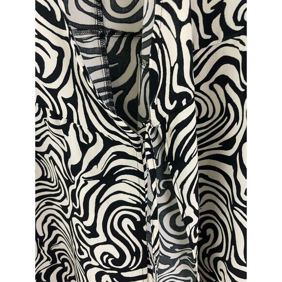Small H&M Zebra Swirl Black White Dress Faux Wrap Maxi Geometric Women Long - Picture 6 of 6